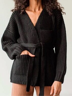First Rite Black Ribbed Knit Sweater